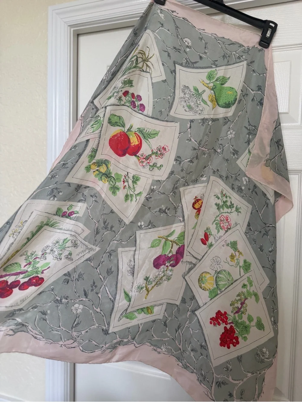 Longchamp silk scarf, “Laurel In The Vegetable Garden